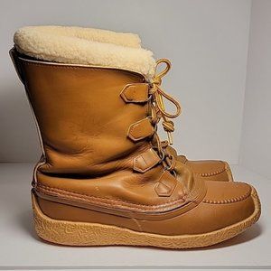 Vintage Sorel Chugalug Cheyenne Boot Snow Brown Leather Wool Waterproof Canada 9